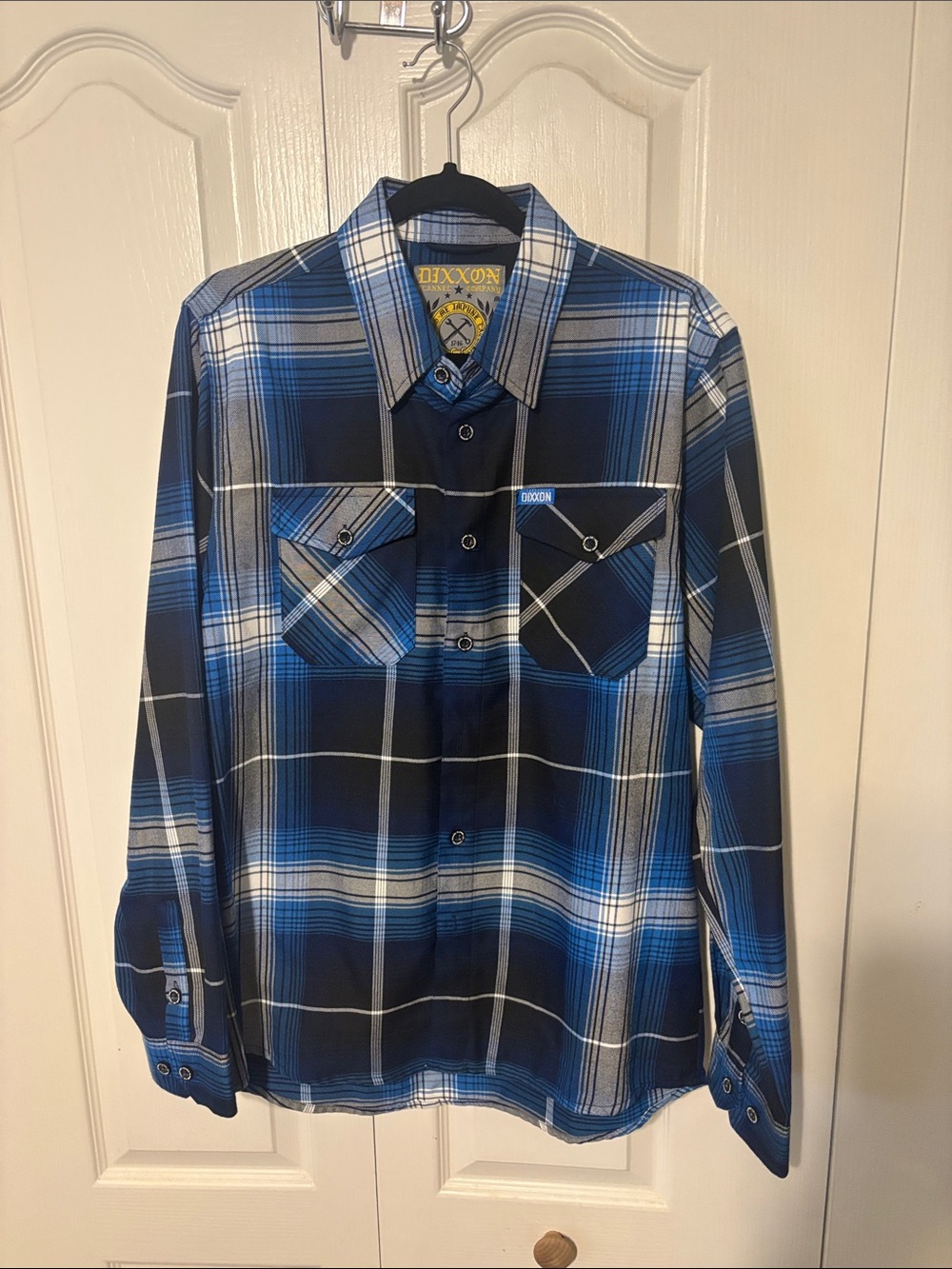 DIXXON Blue and Black Plaid Button-Down Shirt for Men